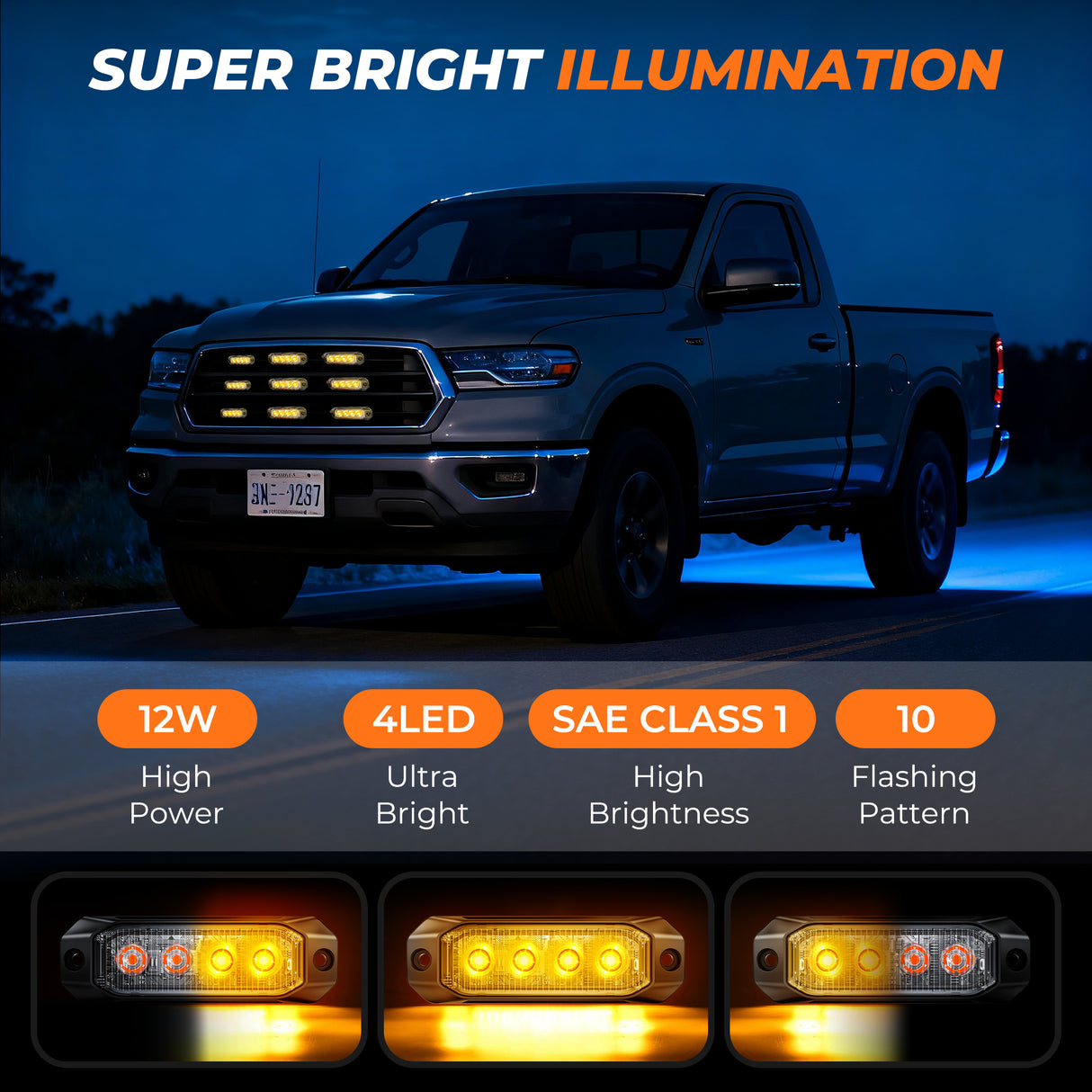 PrimeLux PSW0608A Strobe Lights - SAE Class 1 - Amber