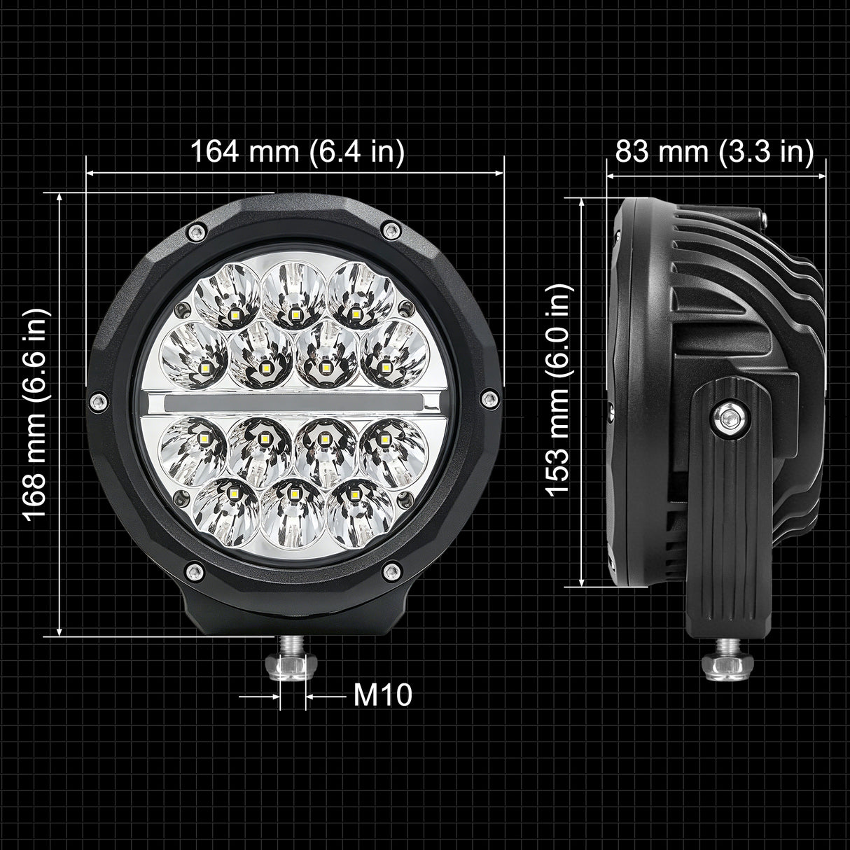 Primelux PX2560 6" Off-Road LED Spot Driving Light with DRL (Pair)