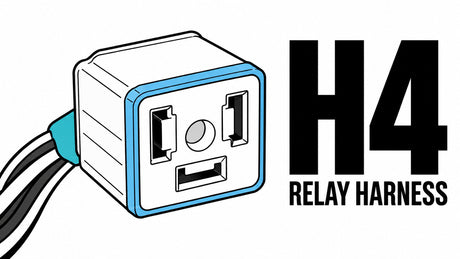 Close-up line illustration of a ceramic H4 female socket with three contact openings and a central hole.