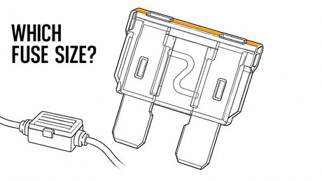 Line illustration of an enlarged automotive blade fuse and inline fuse holder.