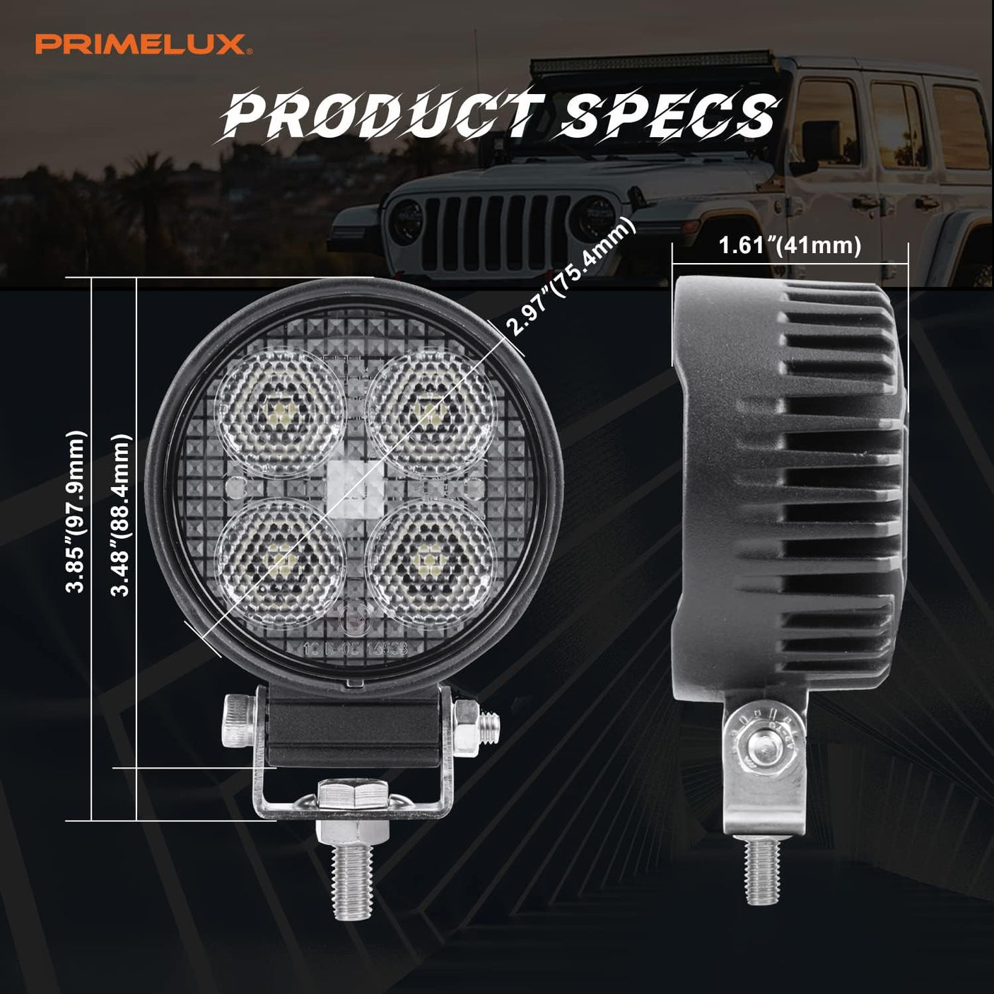 3-inch Round LED Work Light Pair, 2200 lumen Each