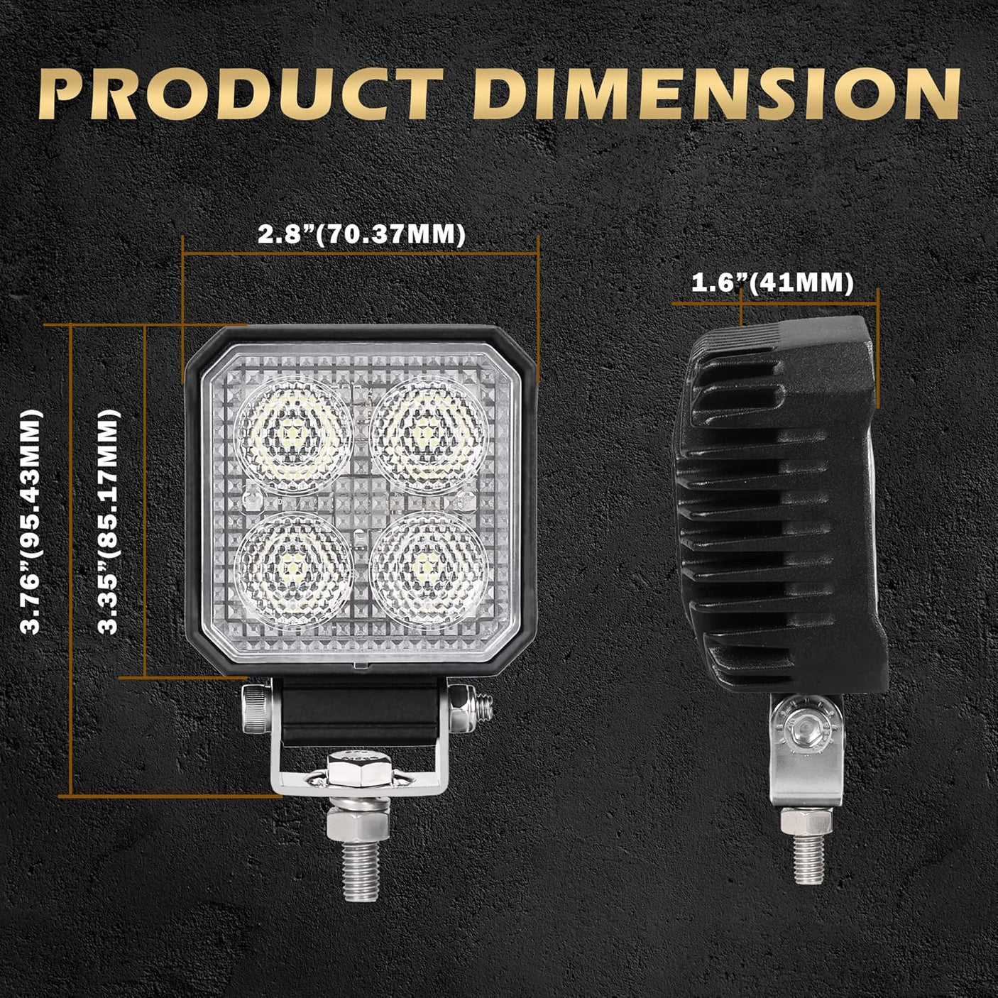 2.8-inch Square LED Work Light Pair, 2200 lumen Each
