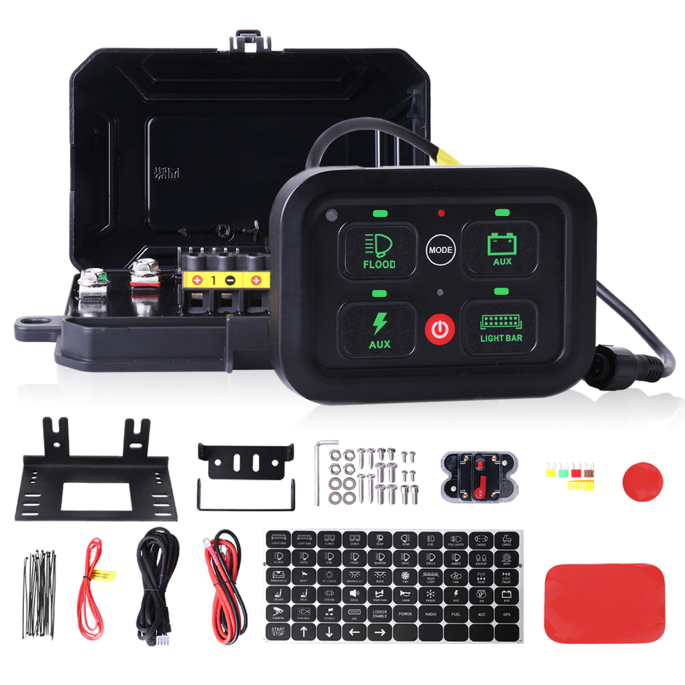 4 Gang 12V/24V 40A 480W/960W Automotive Power Switch Panel