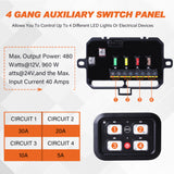 4 Gang 12V/24V 40A 480W/960W Automotive Power Switch Panel