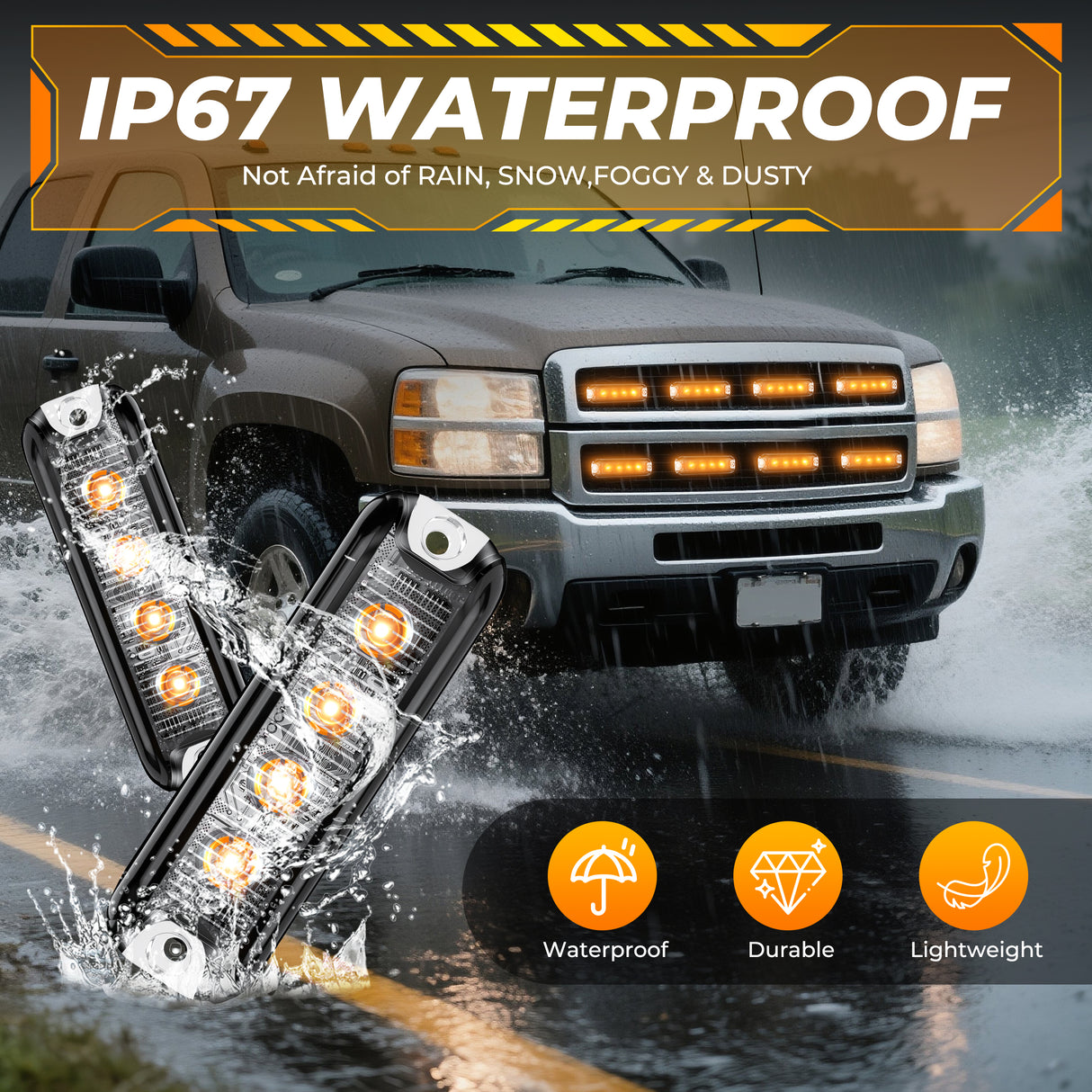 PrimeLux PSW0708A Ultra-Slim Strobe Lights - SAE Class 1 - Amber