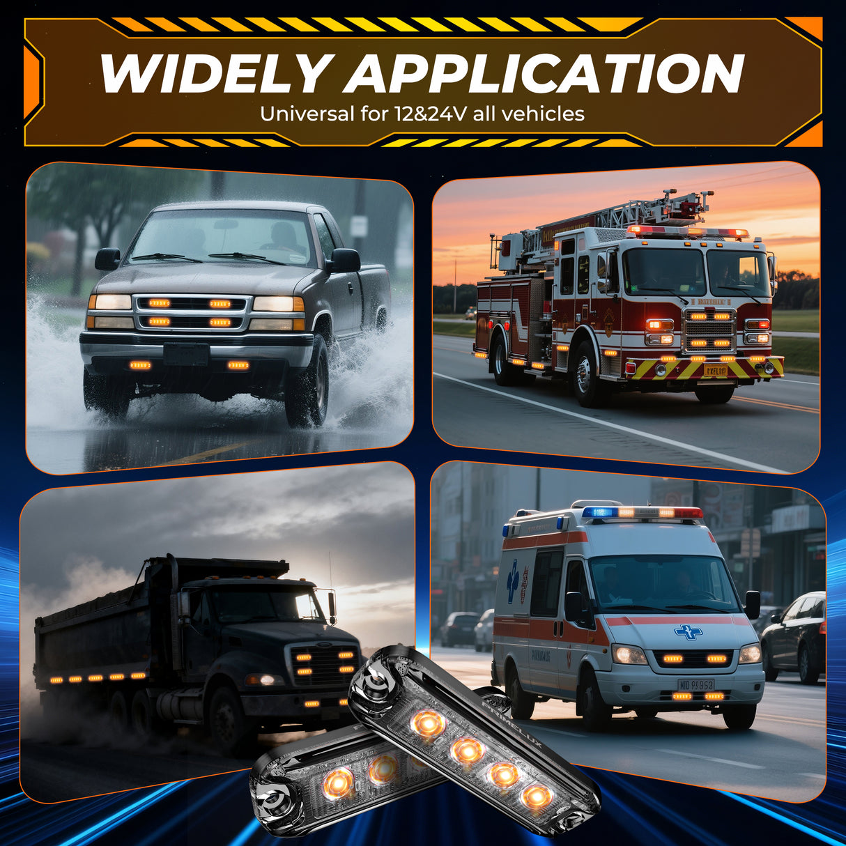 PrimeLux PSW0708A Ultra-Slim Strobe Lights - SAE Class 1 - Amber