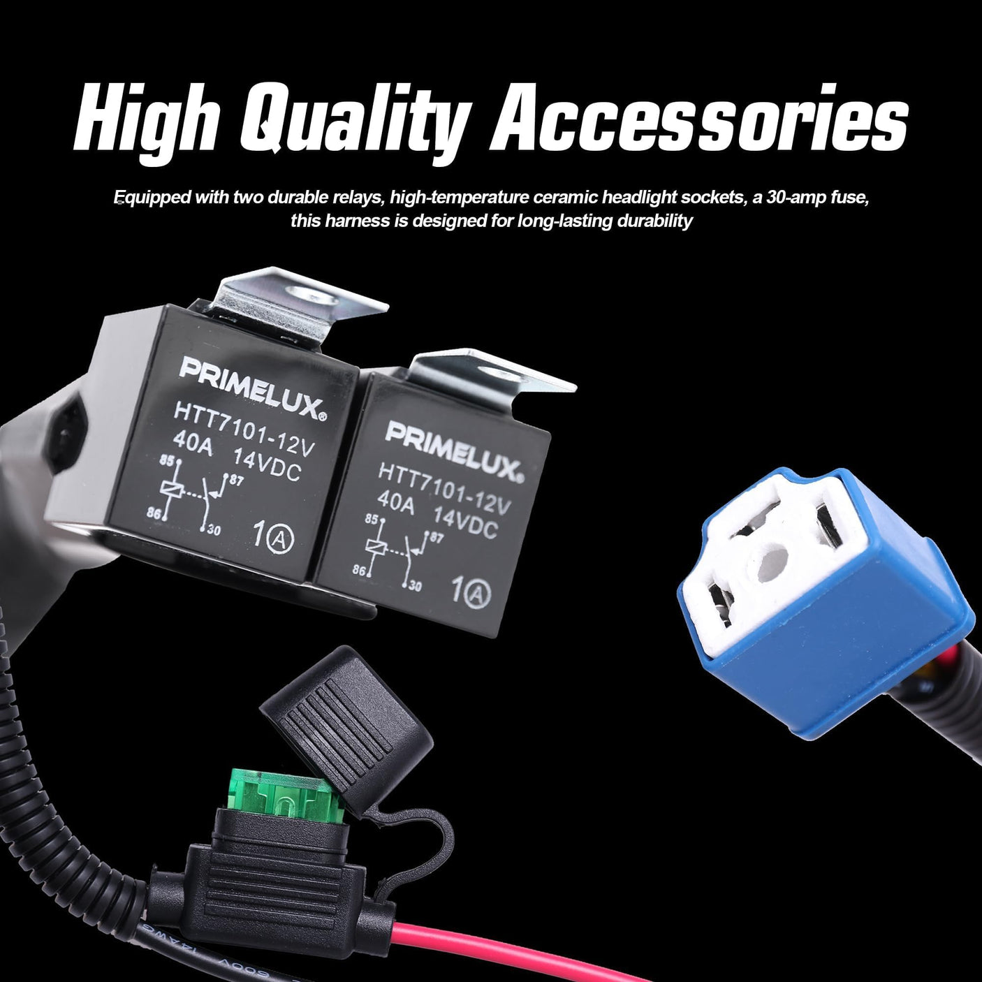H4 Relay Wiring Harness Kit for H4 LED Headlights Upgrading, for Positive & Negative Switched Headlights