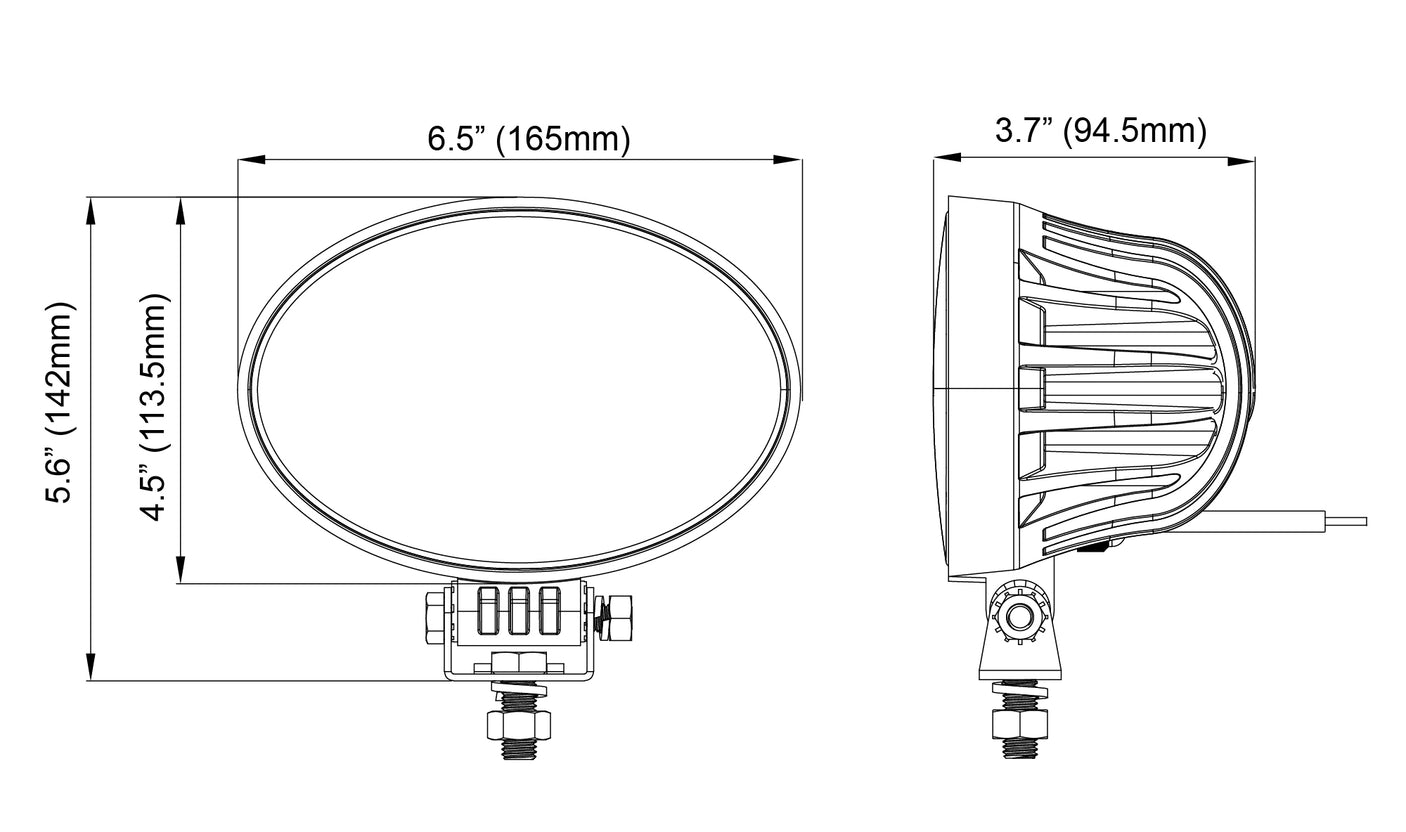 6.5-inch Oval LED Tractor Flood Work Light, 5850 Lumen, 1 Pack