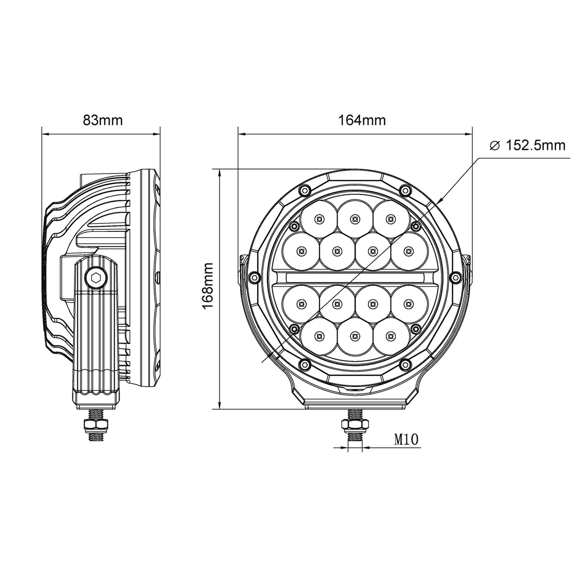 Primelux PX2560 6" Off-Road LED Spot Driving Light with DRL (Pair)