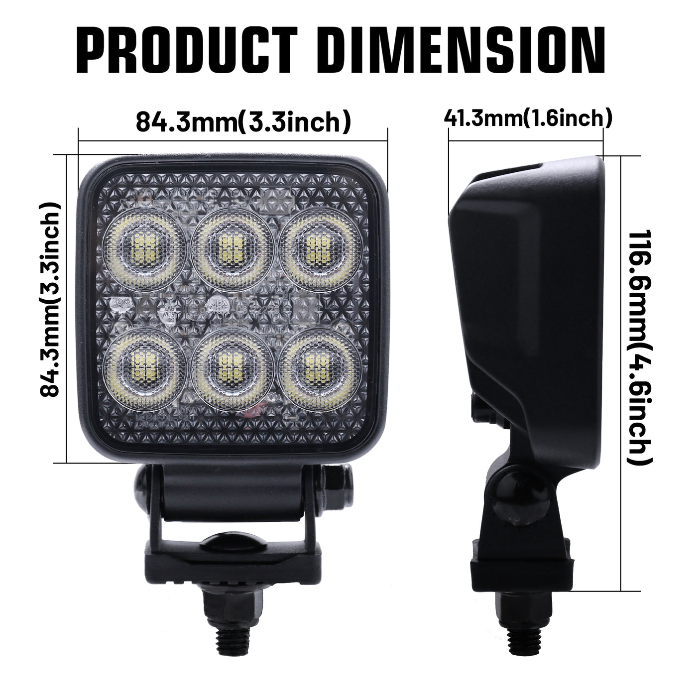 3.3-inch Square LED Work Light Pair, 4700 Lumen Each