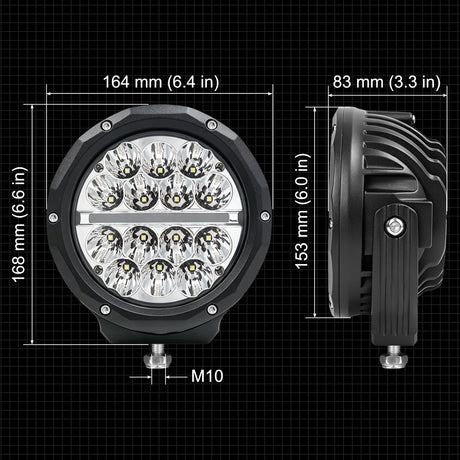 Primelux PX2560 6" Off-Road LED Spot Driving Light with DRL (Pair)